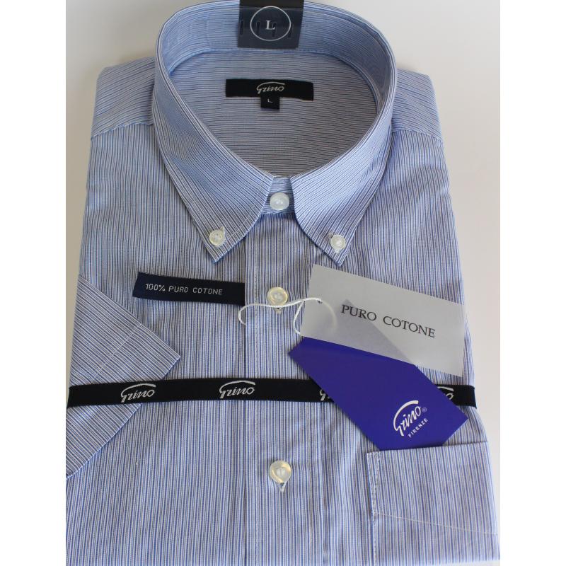 CAMICIA UOMO IN PURO COTONE MANICA CORTA TG.M-2XL 4 FANTASIE CON TASCHINO