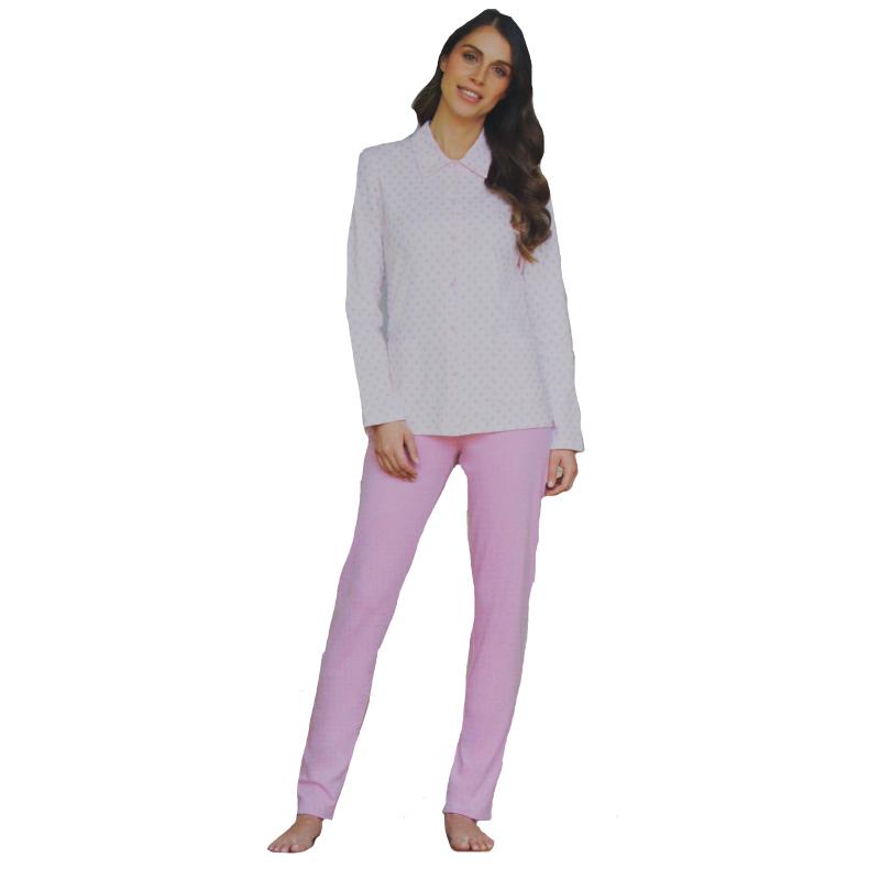 .PIGIAMA DONNA LINCLALOR CALDO COTONE INTERLOCK APERTO CON COLLO E TASCHE ANCHE TAGLIE FORTI ART..92757