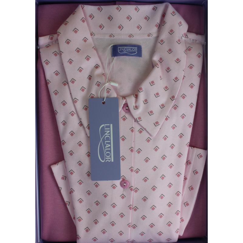 .PIGIAMA DONNA LINCLALOR CALDO COTONE INTERLOCK APERTO CON COLLO E TASCHE ANCHE TAGLIE FORTI ART..92757
