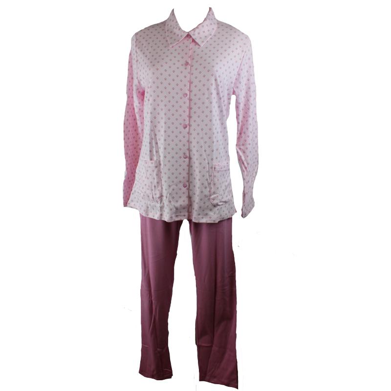 .PIGIAMA DONNA LINCLALOR CALDO COTONE INTERLOCK APERTO CON COLLO E TASCHE ANCHE TAGLIE FORTI ART..92757