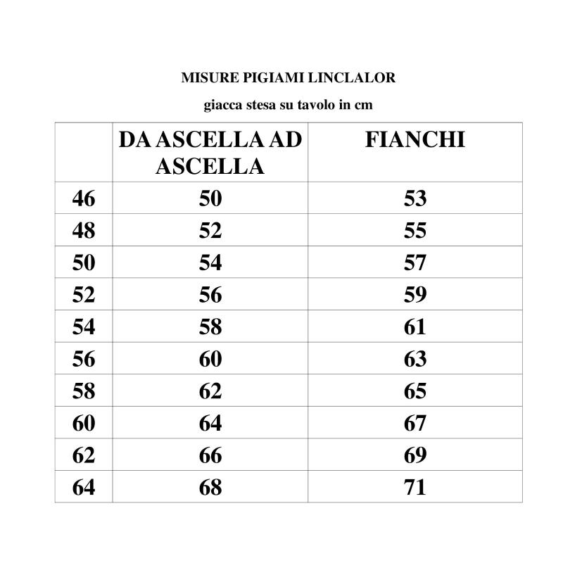 .PIGIAMA DONNA LINCLALOR CALDO COTONE INTERLOCK APERTO CON COLLO E TASCHE ANCHE TAGLIE FORTI ART..92757