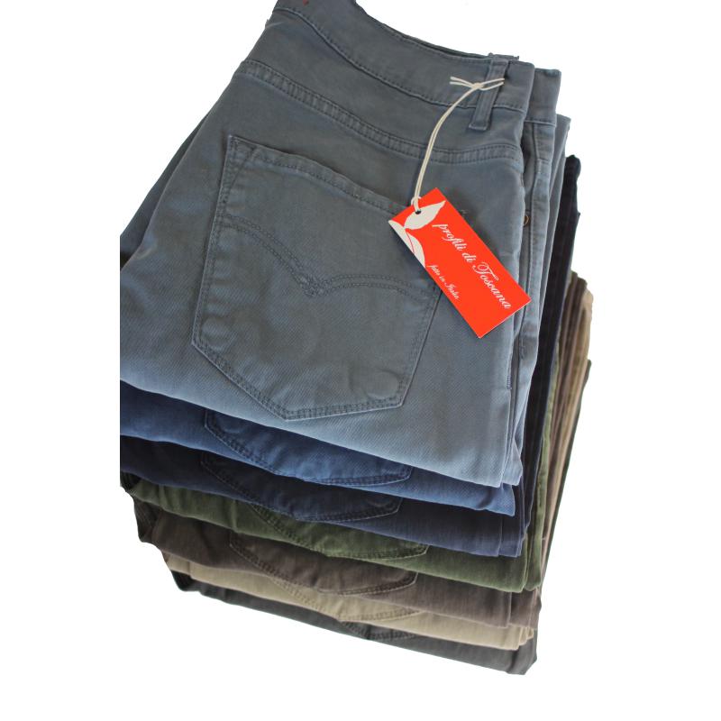 UOMO PANTALONE 5 TASCHE MADE IN ITALY VITA REGOLARE GAMBA DRITTA COTONE ELASTICIZZATO 4 STAGIONI