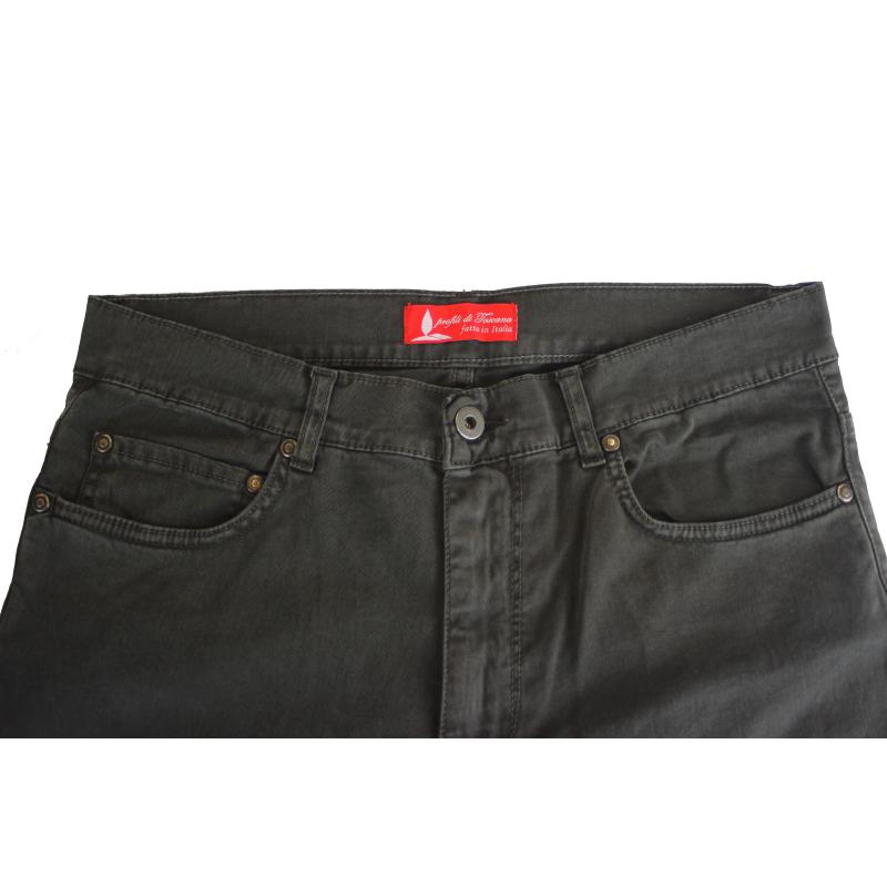 UOMO PANTALONE 5 TASCHE MADE IN ITALY VITA REGOLARE GAMBA DRITTA COTONE ELASTICIZZATO 4 STAGIONI