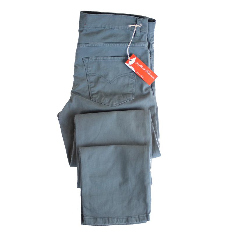 UOMO PANTALONE 5 TASCHE MADE IN ITALY VITA REGOLARE GAMBA DRITTA COTONE ELASTICIZZATO 4 STAGIONI