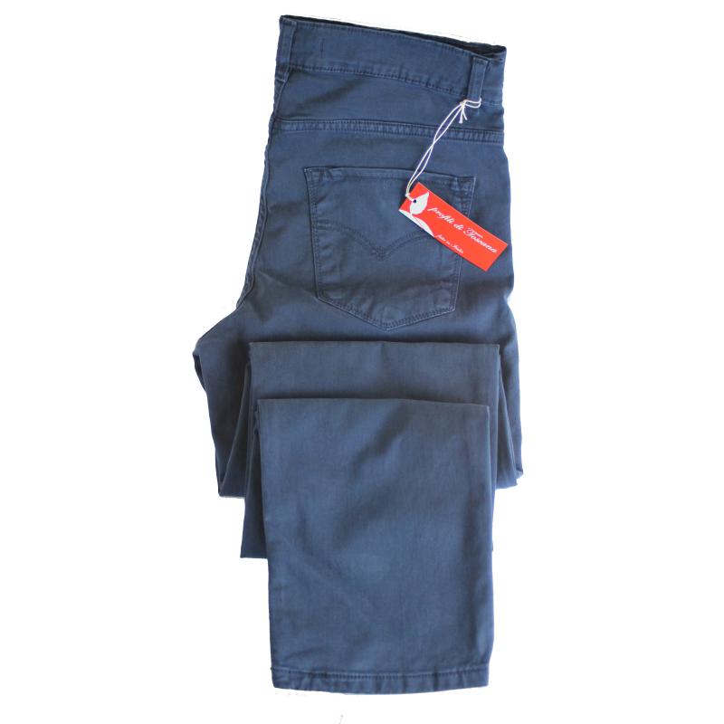 UOMO PANTALONE 5 TASCHE MADE IN ITALY VITA REGOLARE GAMBA DRITTA COTONE ELASTICIZZATO 4 STAGIONI