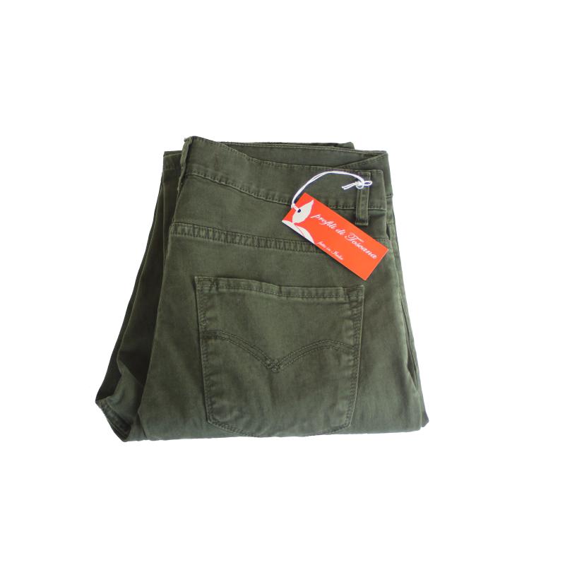 UOMO PANTALONE 5 TASCHE MADE IN ITALY VITA REGOLARE GAMBA DRITTA COTONE ELASTICIZZATO 4 STAGIONI