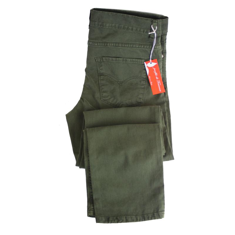 UOMO PANTALONE 5 TASCHE MADE IN ITALY VITA REGOLARE GAMBA DRITTA COTONE ELASTICIZZATO 4 STAGIONI