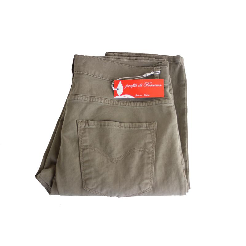 UOMO PANTALONE 5 TASCHE MADE IN ITALY VITA REGOLARE GAMBA DRITTA COTONE ELASTICIZZATO 4 STAGIONI