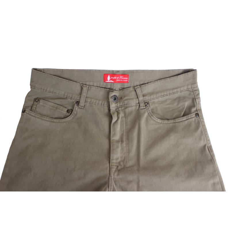 UOMO PANTALONE 5 TASCHE MADE IN ITALY VITA REGOLARE GAMBA DRITTA COTONE ELASTICIZZATO 4 STAGIONI