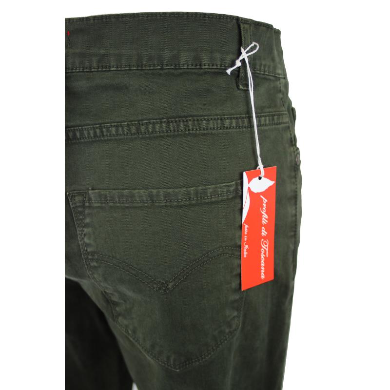 UOMO PANTALONE 5 TASCHE MADE IN ITALY VITA REGOLARE GAMBA DRITTA COTONE ELASTICIZZATO 4 STAGIONI