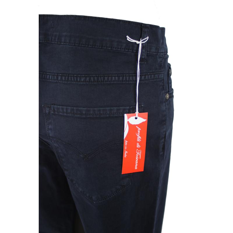 UOMO PANTALONE 5 TASCHE MADE IN ITALY VITA REGOLARE GAMBA DRITTA COTONE ELASTICIZZATO 4 STAGIONI