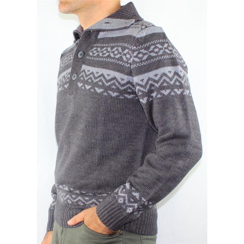 GOLF UOMO POLO BOTTONI LANA MADE IN ITALY MAGLIONE FANTASIA