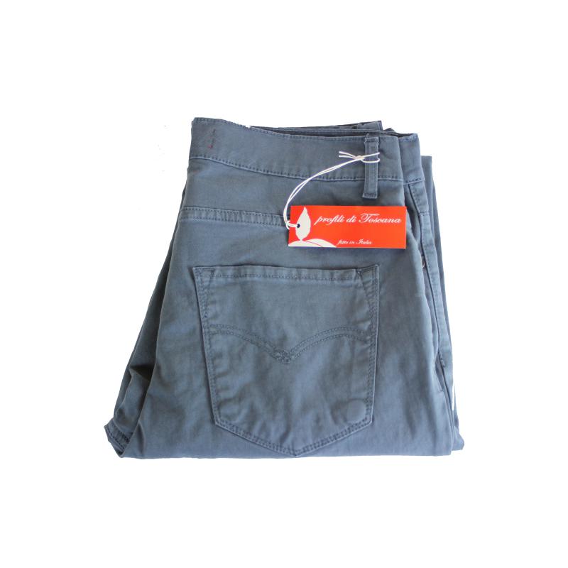 UOMO PANTALONE 5 TASCHE MADE IN ITALY VITA REGOLARE GAMBA DRITTA COTONE ELASTICIZZATO 4 STAGIONI