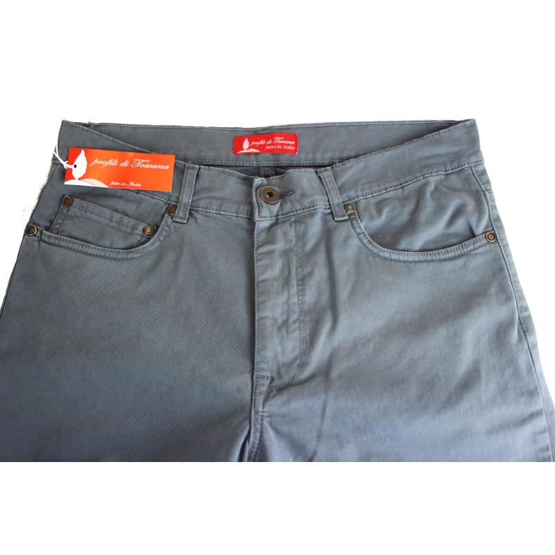 UOMO PANTALONE 5 TASCHE MADE IN ITALY VITA REGOLARE GAMBA DRITTA COTONE ELASTICIZZATO 4 STAGIONI