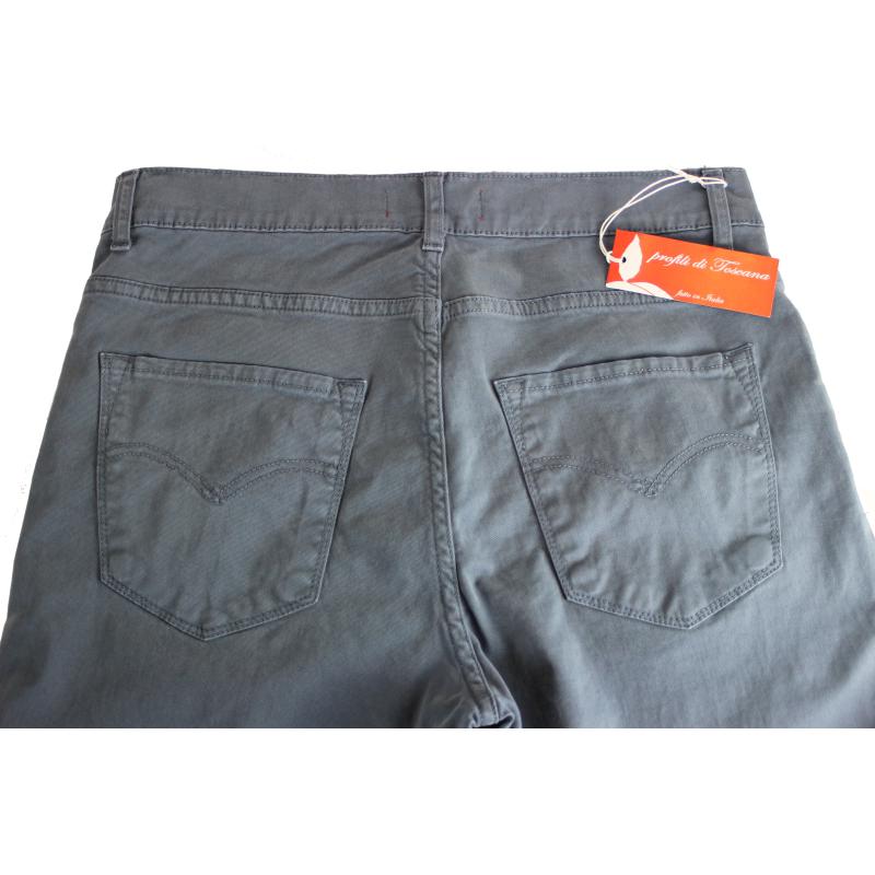 UOMO PANTALONE 5 TASCHE MADE IN ITALY VITA REGOLARE GAMBA DRITTA COTONE ELASTICIZZATO 4 STAGIONI