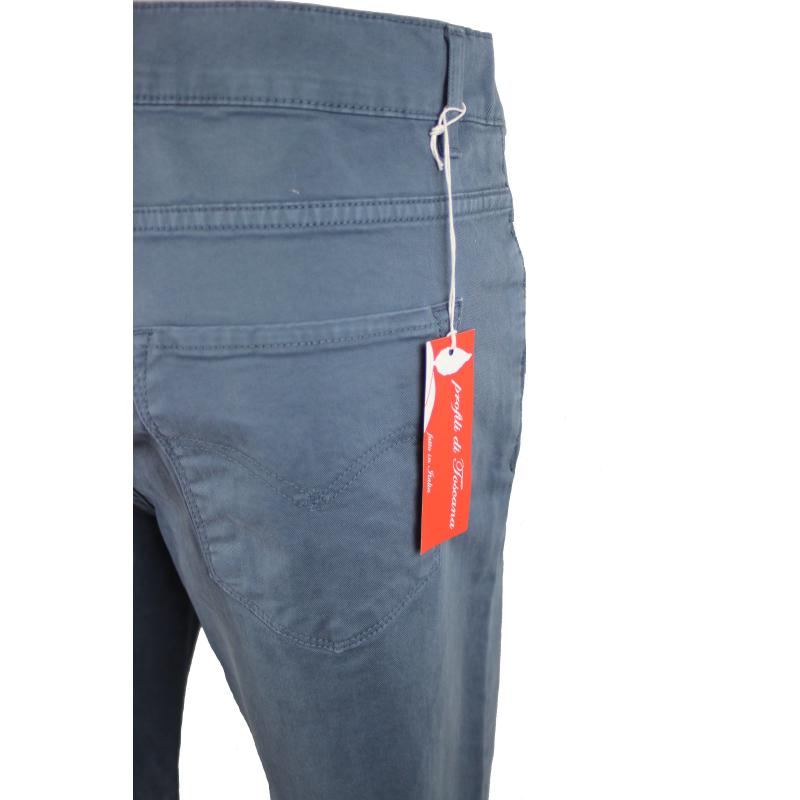 UOMO PANTALONE 5 TASCHE MADE IN ITALY VITA REGOLARE GAMBA DRITTA COTONE ELASTICIZZATO 4 STAGIONI