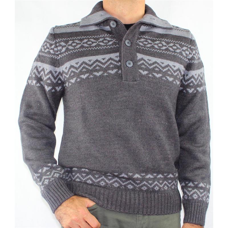 GOLF UOMO POLO BOTTONI LANA MADE IN ITALY MAGLIONE FANTASIA