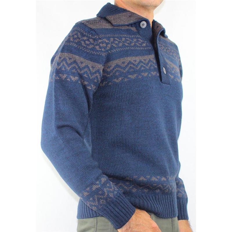 GOLF UOMO POLO BOTTONI LANA MADE IN ITALY MAGLIONE FANTASIA