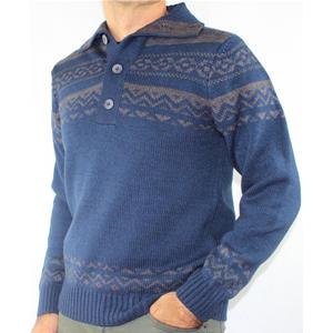 GOLF UOMO POLO BOTTONI LANA MADE IN ITALY MAGLIONE FANTASIA