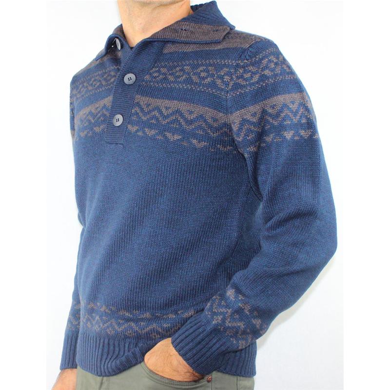 GOLF UOMO POLO BOTTONI LANA MADE IN ITALY MAGLIONE FANTASIA