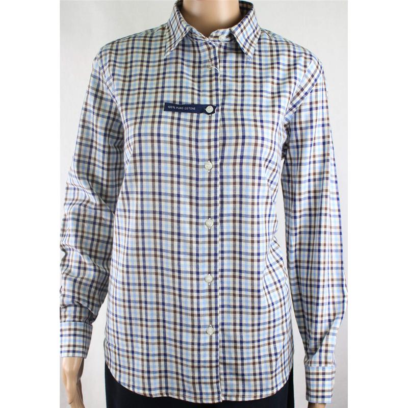 CAMICETTA FLANELLA DA DONNA 100% COTONE QUADRI TG.S-XXL VESTIBILITÀ CLASSICA 12