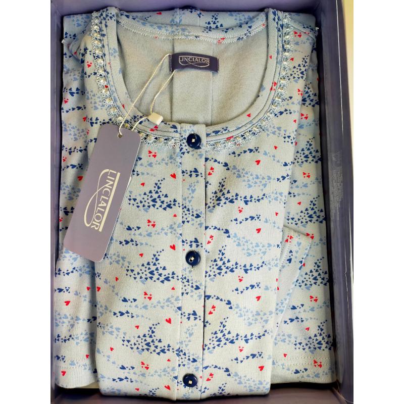 CAMICIA DA NOTTE LINCLALOR CALDO COTONE INTERLOCK APERTA BOTTONI ART.92777