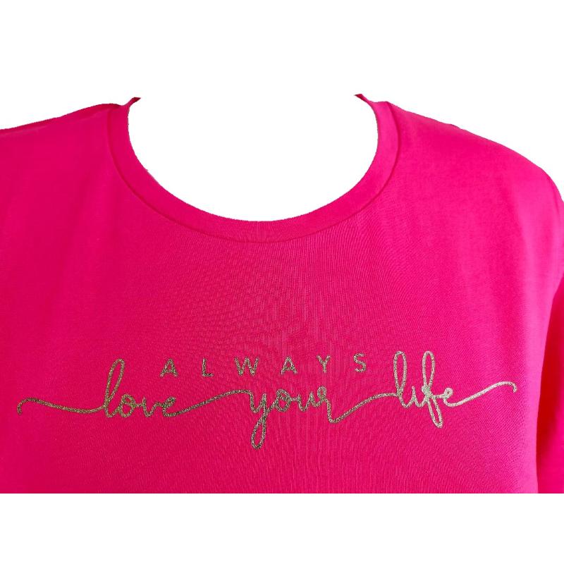 .MAGLIETTA DONNA CAMPAGNOLO MANICA CORTA 100% COTONE ART.2K7836 FUXIA