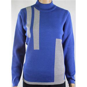 MAGLIA DONNA MEZZOCOLLO MISTO LANA MADE IN ITALY GOLF LUPETTO INTARSIO