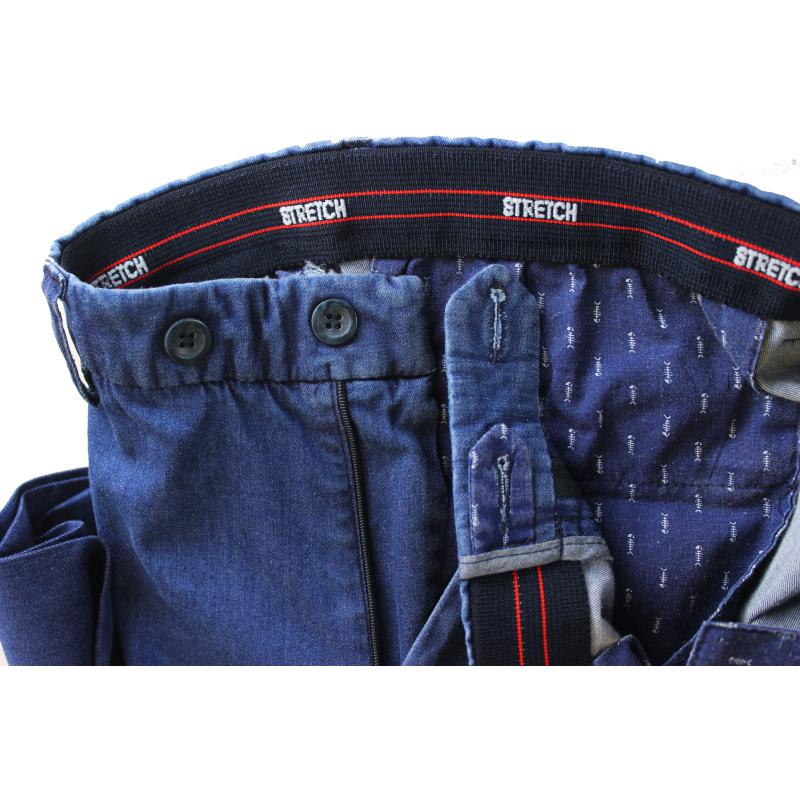.PANTALONE UOMO CLASSICO IN TESSUTO JEANS LEGGERO ELASTICIZZATO TAGLIE COMODE VITA ALTA CINTOLO CON ELASTICO