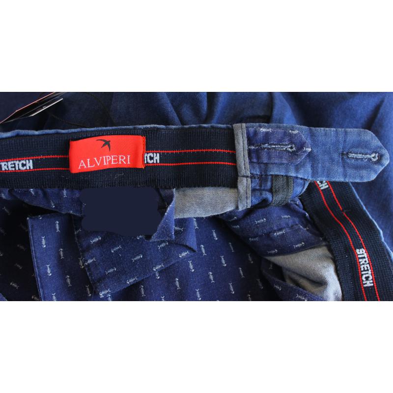.PANTALONE UOMO CLASSICO IN TESSUTO JEANS LEGGERO ELASTICIZZATO TAGLIE COMODE VITA ALTA CINTOLO CON ELASTICO