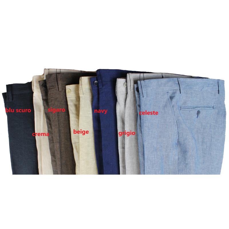 PANTALONE UOMO CLASSICO PURO LINO FINO ALLA TG.71 VESTIBILITÀ COMODA TAGLIE FORTI  8 COLORI