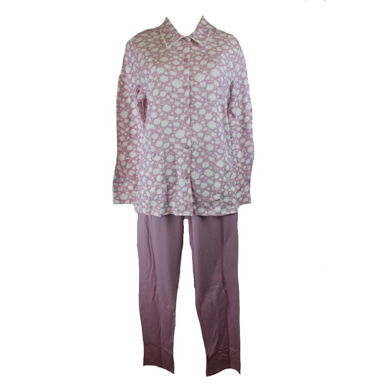 PIGIAMA DONNA LINCLALOR CALDO COTONE INTERLOCK APERTO CON COLLO E TASCHE ANCHE TAGLIE FORTI ART. 92890
