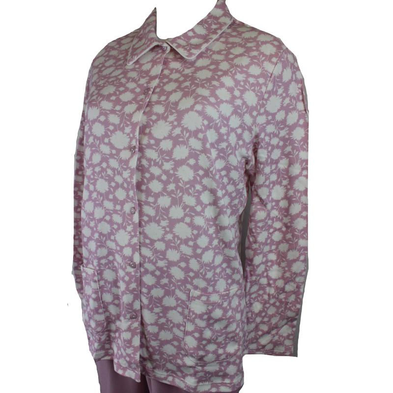 PIGIAMA DONNA LINCLALOR CALDO COTONE INTERLOCK APERTO CON COLLO E TASCHE ANCHE TAGLIE FORTI ART. 92890