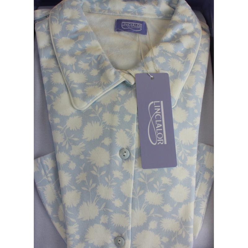 PIGIAMA DONNA LINCLALOR CALDO COTONE INTERLOCK APERTO CON COLLO E TASCHE ANCHE TAGLIE FORTI ART. 92890