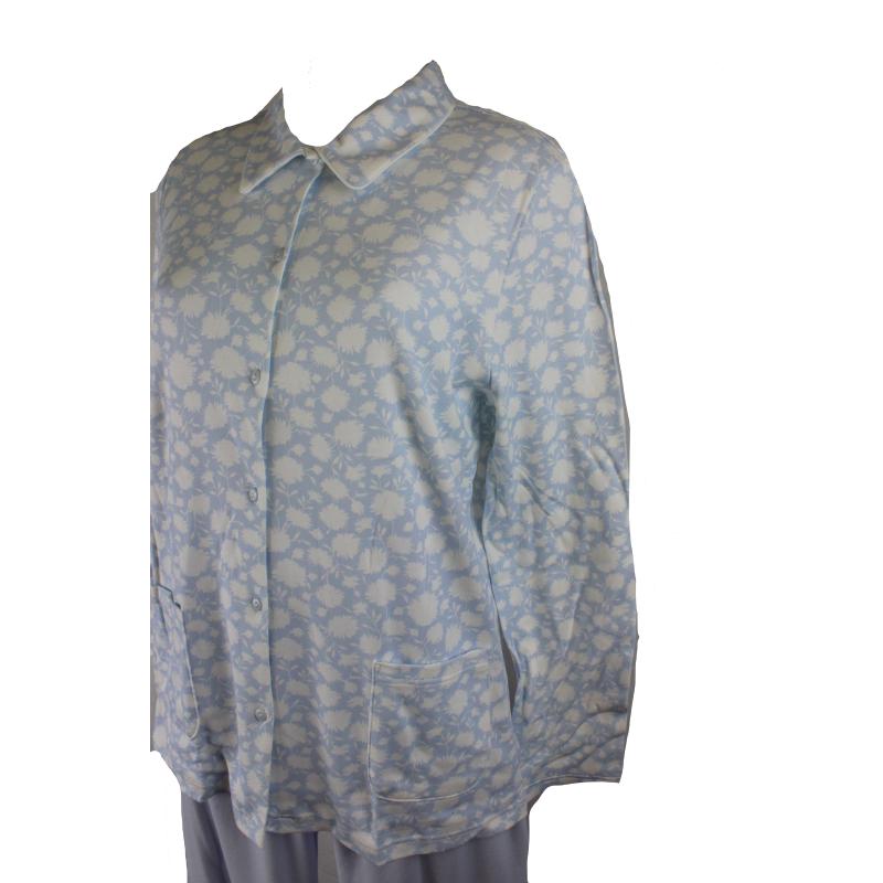PIGIAMA DONNA LINCLALOR CALDO COTONE INTERLOCK APERTO CON COLLO E TASCHE ANCHE TAGLIE FORTI ART. 92890
