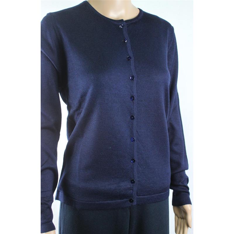GIACCA DONNA BOTTONI COLLO COREANA MERINOS 80% MADE IN ITALY BLU