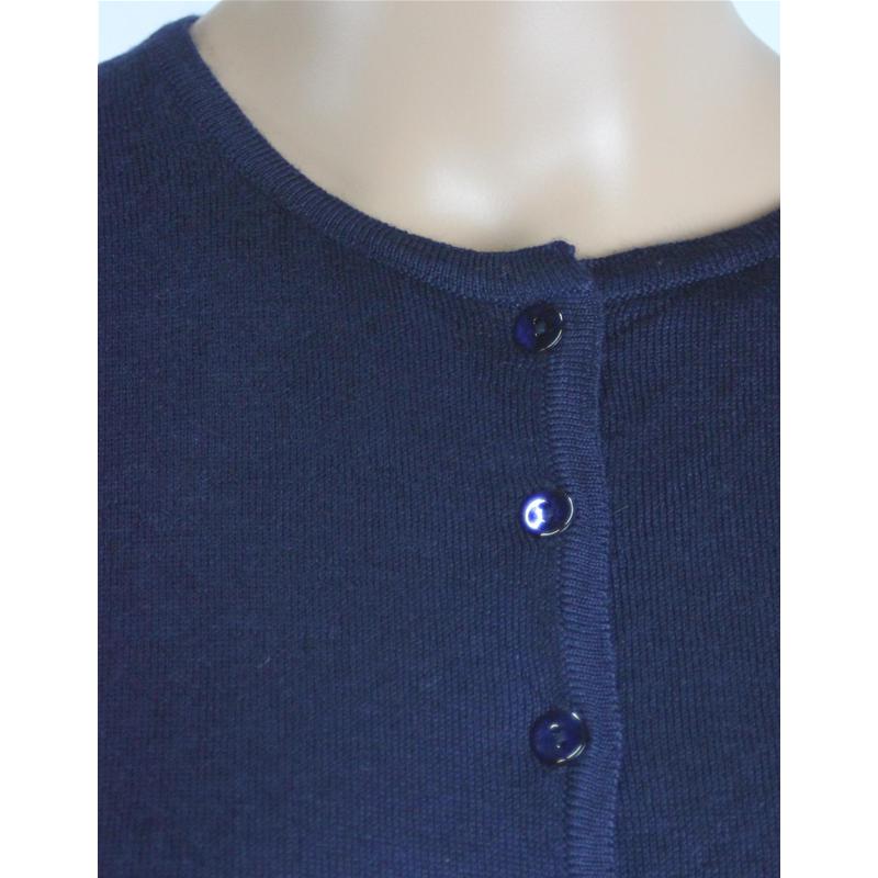 GIACCA DONNA BOTTONI COLLO COREANA MERINOS 80% MADE IN ITALY BLU