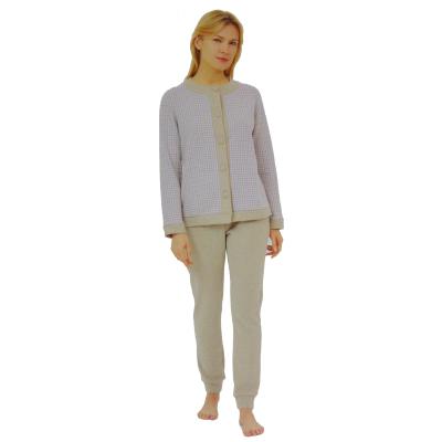PIGIAMA DONNA COTTON ECO PILE RAGNO APERTO BOTTONI GIROCOLLO ART.DM13N6