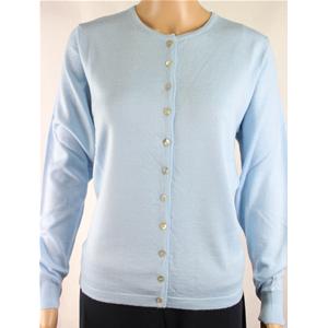 GIACCA DONNA BOTTONI COLLO COREANA MERINOS 80% MADE IN ITALY CIELO