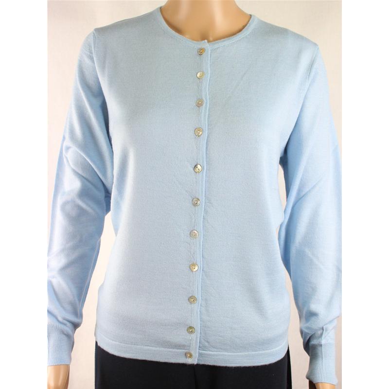 GIACCA DONNA BOTTONI COLLO COREANA MERINOS 80% MADE IN ITALY CIELO