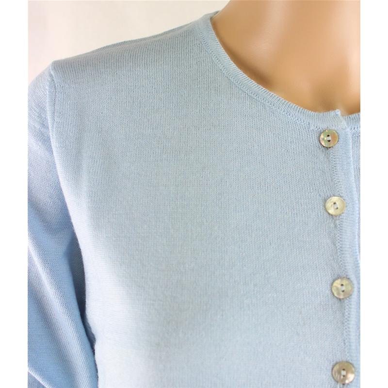 GIACCA DONNA BOTTONI COLLO COREANA MERINOS 80% MADE IN ITALY CIELO