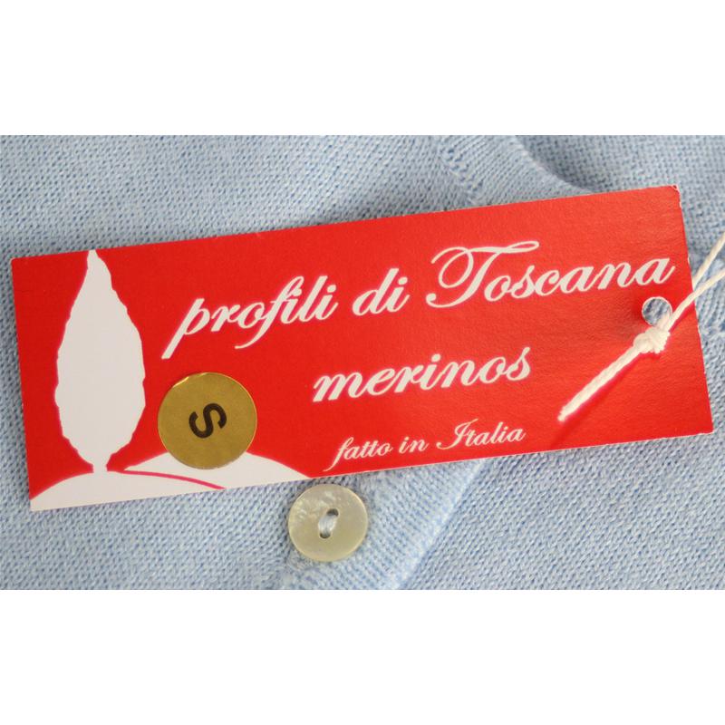GIACCA DONNA BOTTONI COLLO COREANA MERINOS 80% MADE IN ITALY CIELO