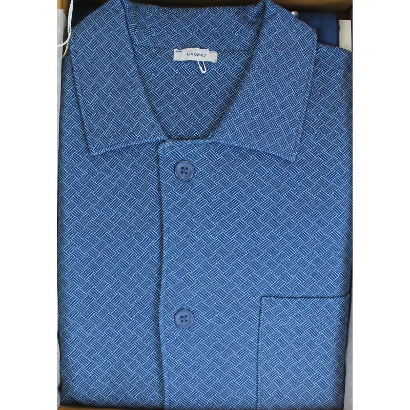 PIGIAMA UOMO RAGNO CALDO COTONE INTERLOCK APERTO CON COLLETTO ART.U689N7