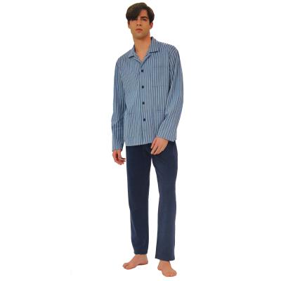 PIGIAMA UOMO RAGNO CALDO COTONE INTERLOCK APERTO CON COLLETTO ART.U688N7
