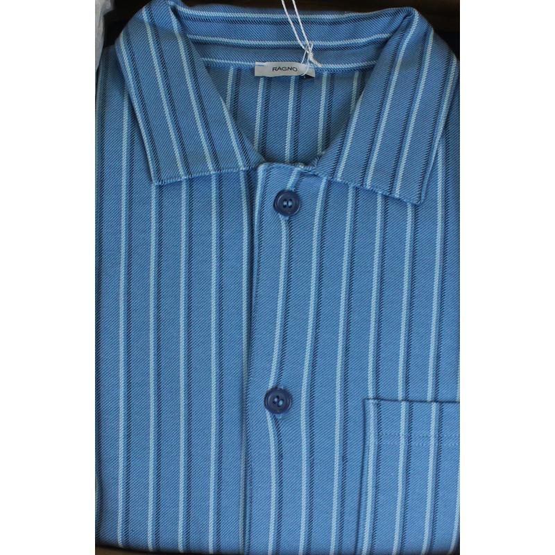PIGIAMA UOMO RAGNO CALDO COTONE INTERLOCK APERTO CON COLLETTO ART.U688N7