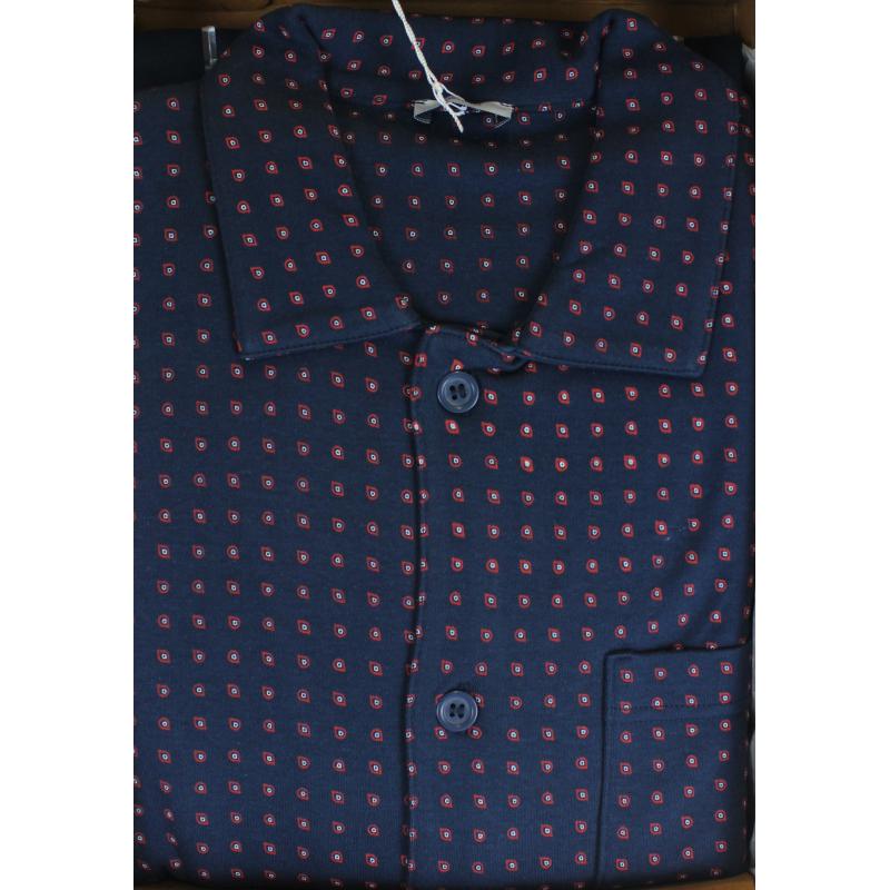 PIGIAMA UOMO RAGNO CALDO COTONE INTERLOCK APERTO CON COLLETTO ART.U686N7