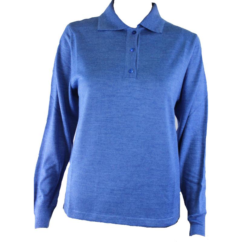 ..MAGLIA POLO DONNA 3 BOTTONI.LANA MERINOS 80% MADE IN ITALY S-M-L-XL-XXL AZZURRO