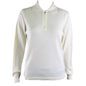 .MAGLIA POLO DONNA 3 BOTTONI.LANA MERINOS 80% MADE IN ITALY S-M-L-XL-XXL PANNA