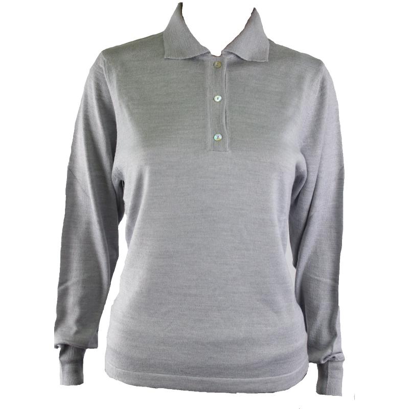 .MAGLIA POLO DONNA 3 BOTTONI.LANA MERINOS 80% MADE IN ITALY S-M-L-XL-XXL PERLA