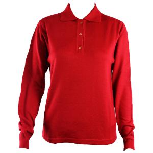 .MAGLIA POLO DONNA 3 BOTTONI.LANA MERINOS 80% MADE IN ITALY S-M-L-XL-XXL ROSSO